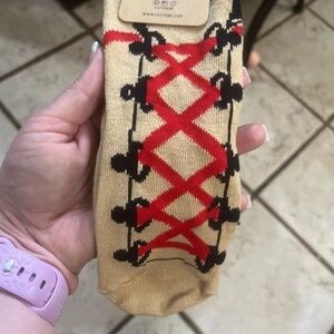 Lazy One Tan and Red Laced Socks